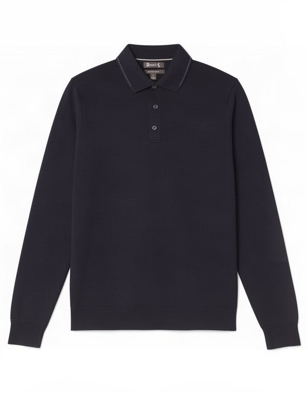 Marks & Spencer Herre Polo Neck Jumper Sweater Medium Marineblå Bomuld
