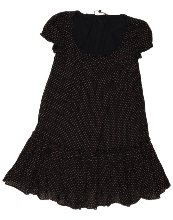 French Connection Womens Basic Dress UK 8 Small Black Spotted Bomuld