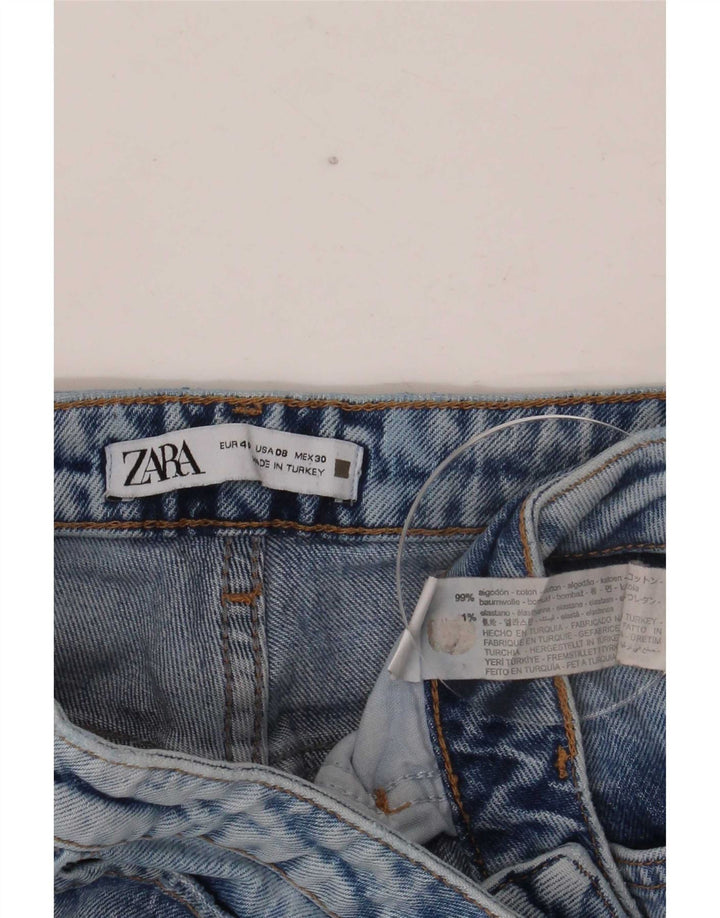 Zara Dame Distressed Flared Jeans EU 40 Medium W30 L27 Blå Bomuld