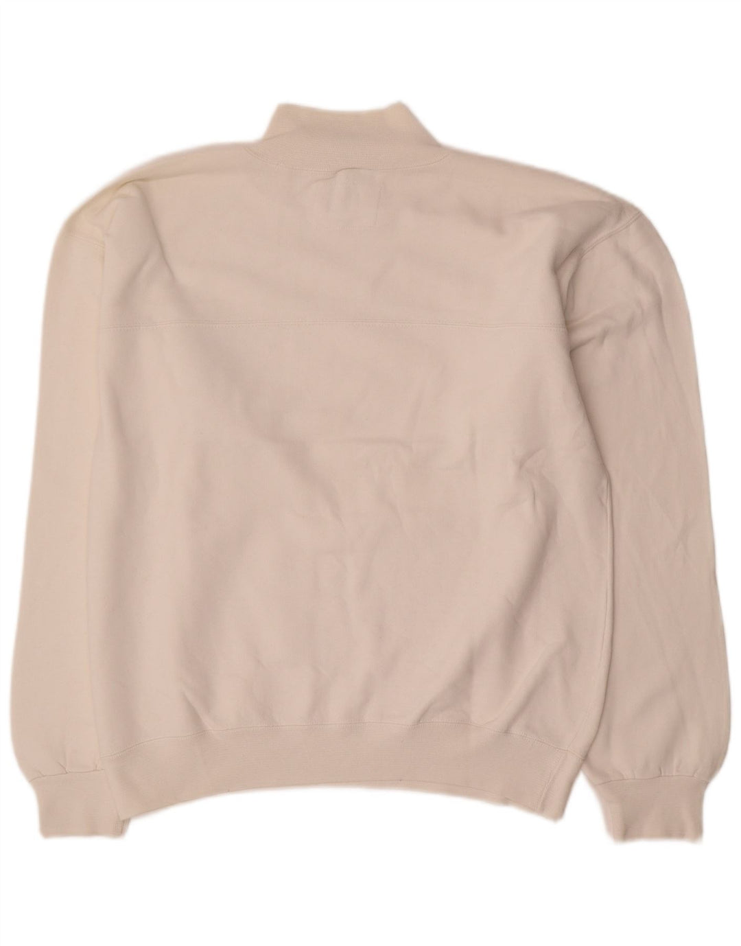 Champion Herre Zip Neck Sweatshirt Jumper Large Off White Bomuld