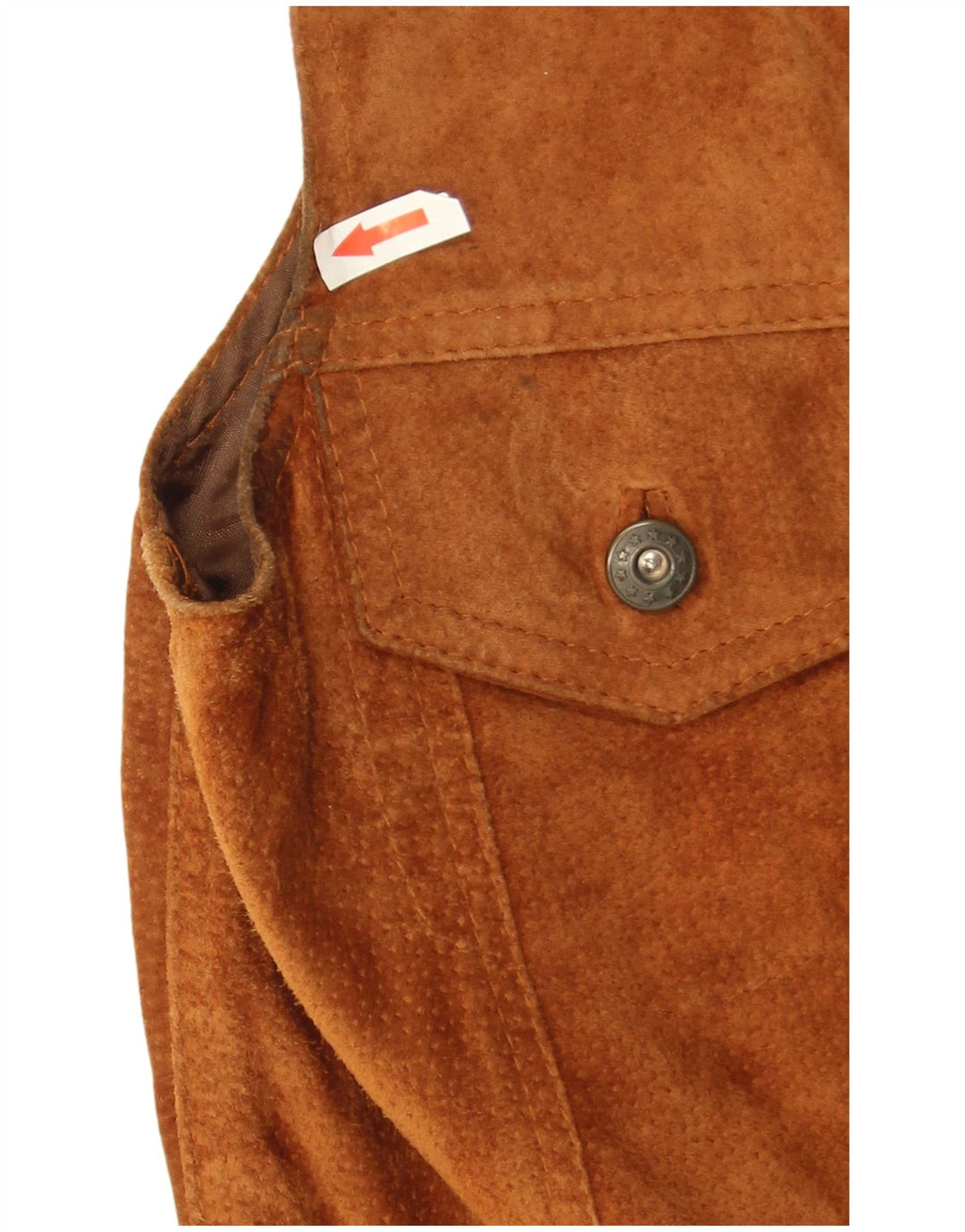 Vintage Dame Crop Ruskind Gilet UK 8 Small Brown