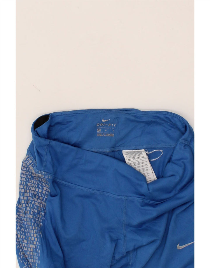 NIKE Womens Dri Fit Leggings UK 14 Medium Blue Geometric Polyester Vintage Nike and Second-Hand Nike from Messina Hembry 