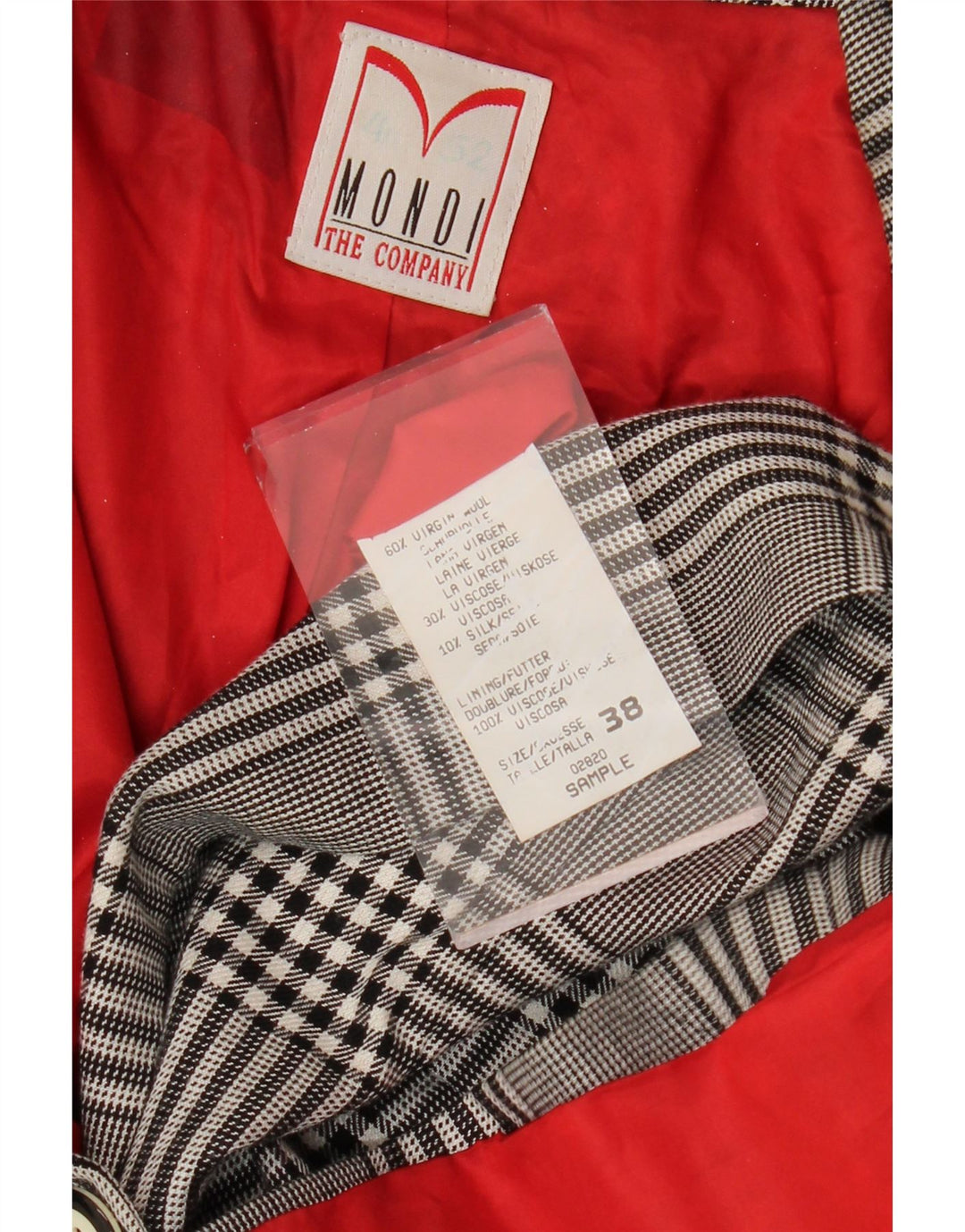 Mondi Dame Dobbeltradet Blazer Jakke EU 38 Medium Grey Houndstooth