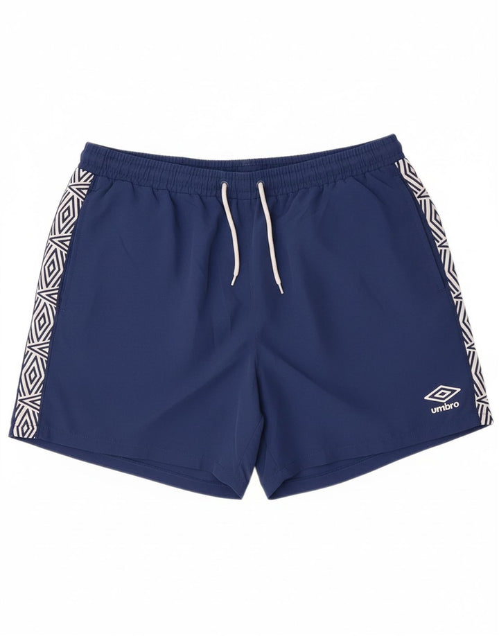 UMBRO Mens Graphic Sport Shorts 2XL Navy Blue Polyester