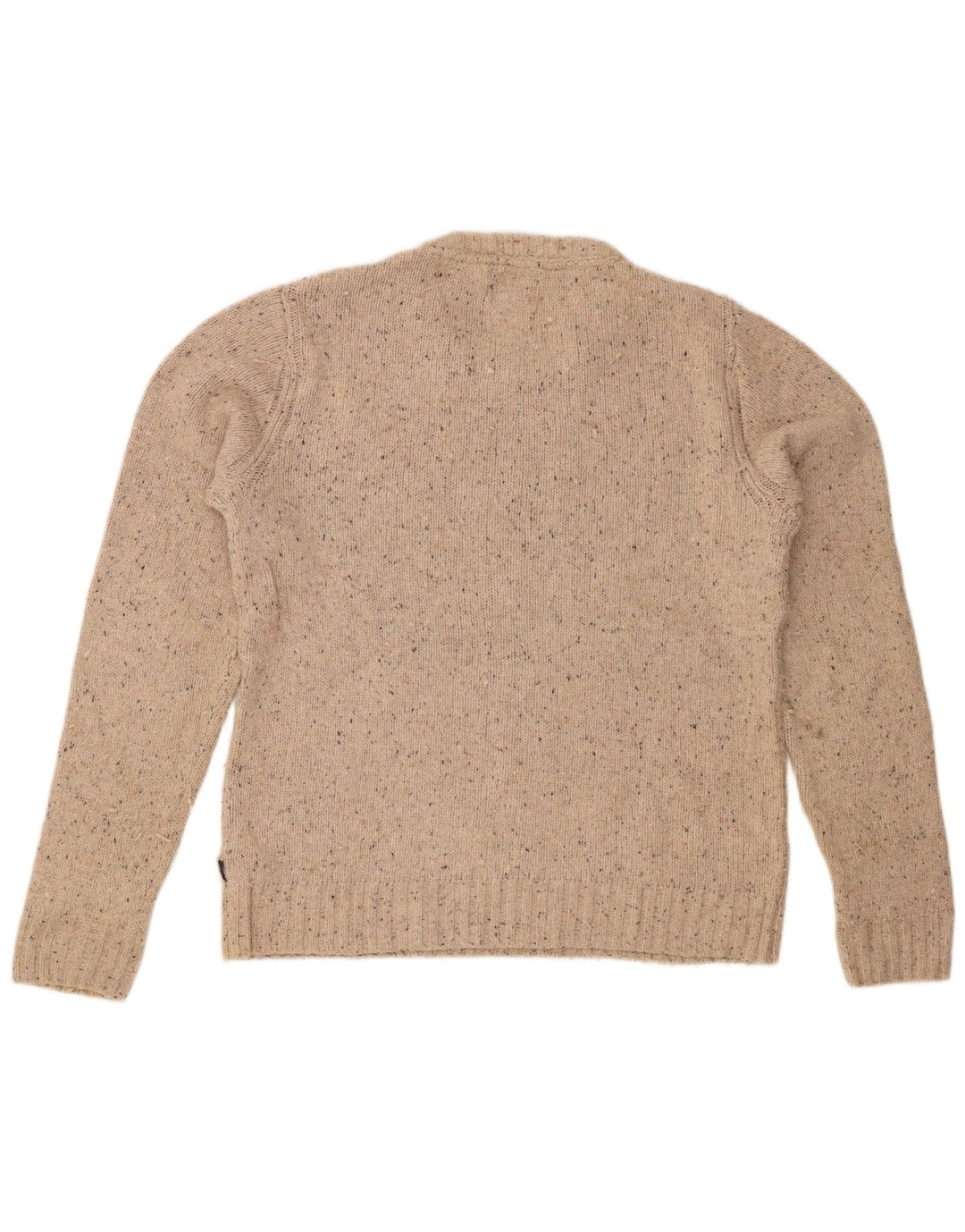 FEDT FACE Herre sweater med rund hals, medium beige flækket bomuld