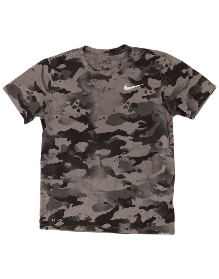 Nike Herre Dri Fit T-shirt Top Medium Grey Camouflage Polyester