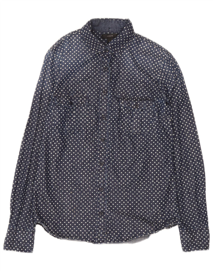 J. Crew kvinders abstrakt mønster oversized denim skjorte US 2 XS marineblå