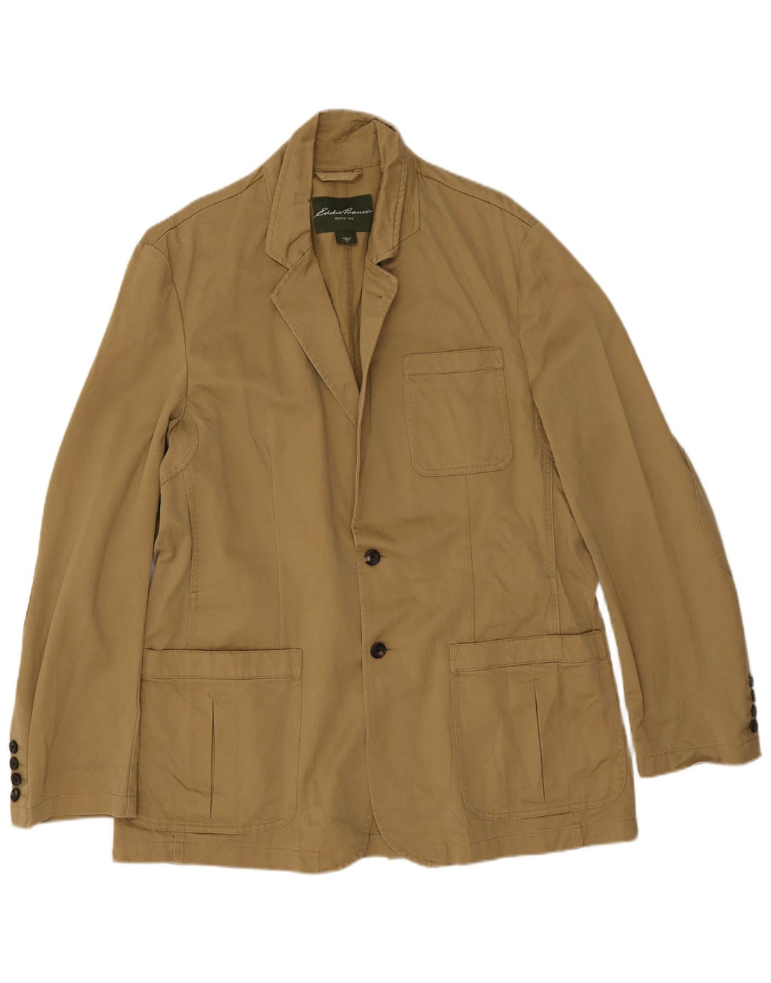 Eddie Bauer Herre 2 Button Blazer Jacket UK 42 XL Khaki Cotton