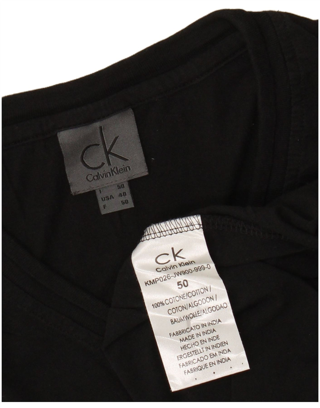CALVIN KLEIN Herre Grafisk T-Shirt Top IT 50 Medium Sort Bomuld