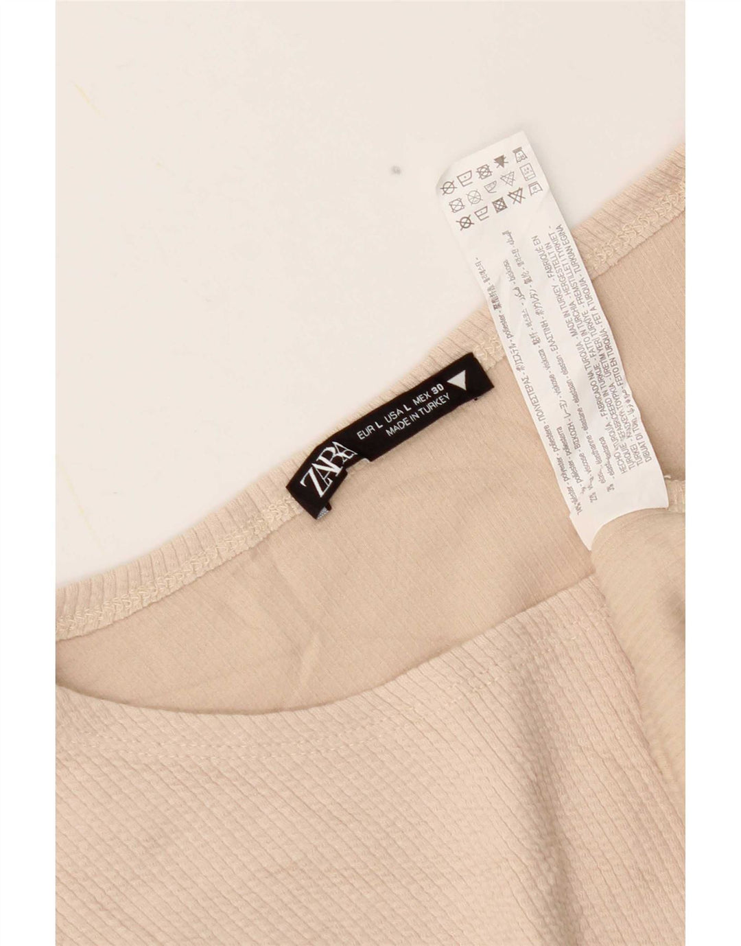 Zara Womens Crop Top Langærmet UK 14 Stor Beige Polyester