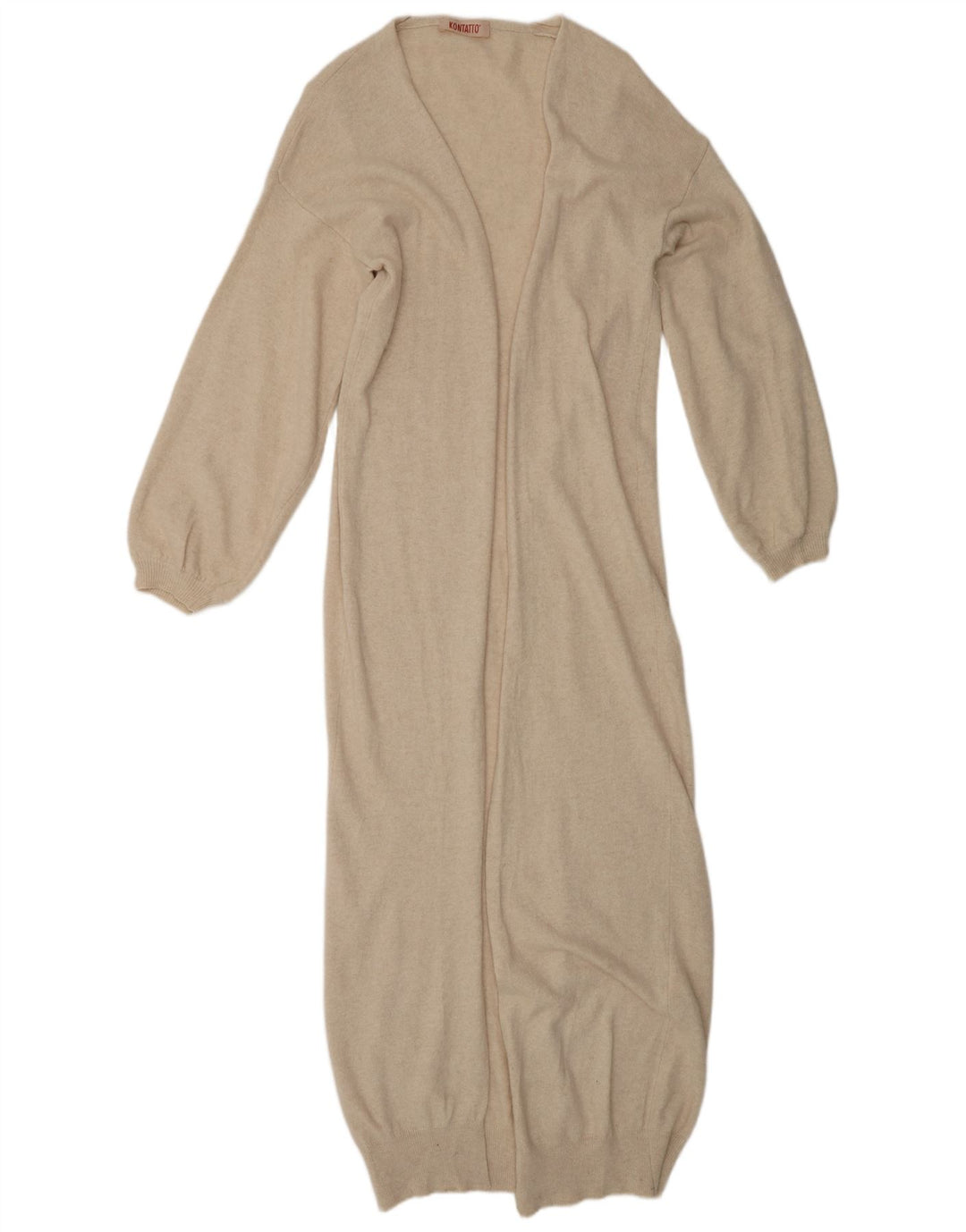 KONTATTO Dame Longline Cardigan Sweater UK 14 Medium Beige Polyamid