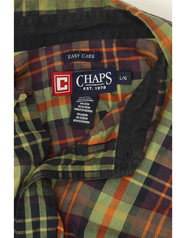 Chaps Herre Easy Care skjorte Stor grøn ternet bomuld
