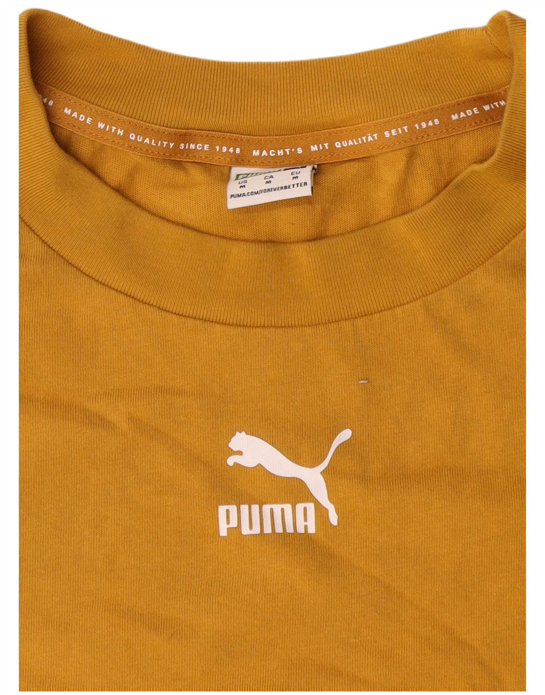 Puma Herre Loose Fit T-Shirt Top Medium Gul Bomuld