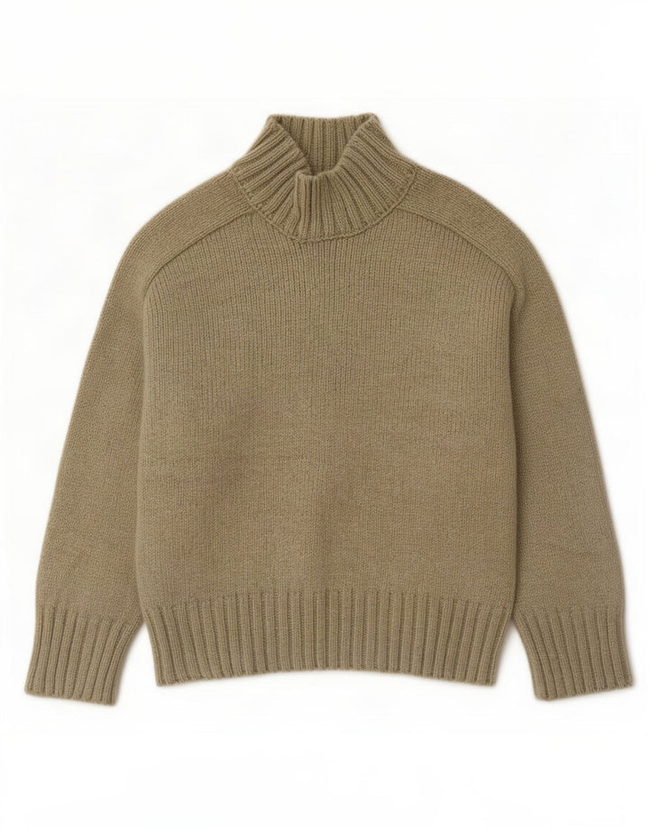 Zara Dame Turtle Neck Jumper Sweater UK 16 Stor Khaki Polyester