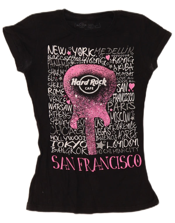 Hard Rock Cafe Girls Grafisk T-Shirt Top 13-14 år Medium Sort