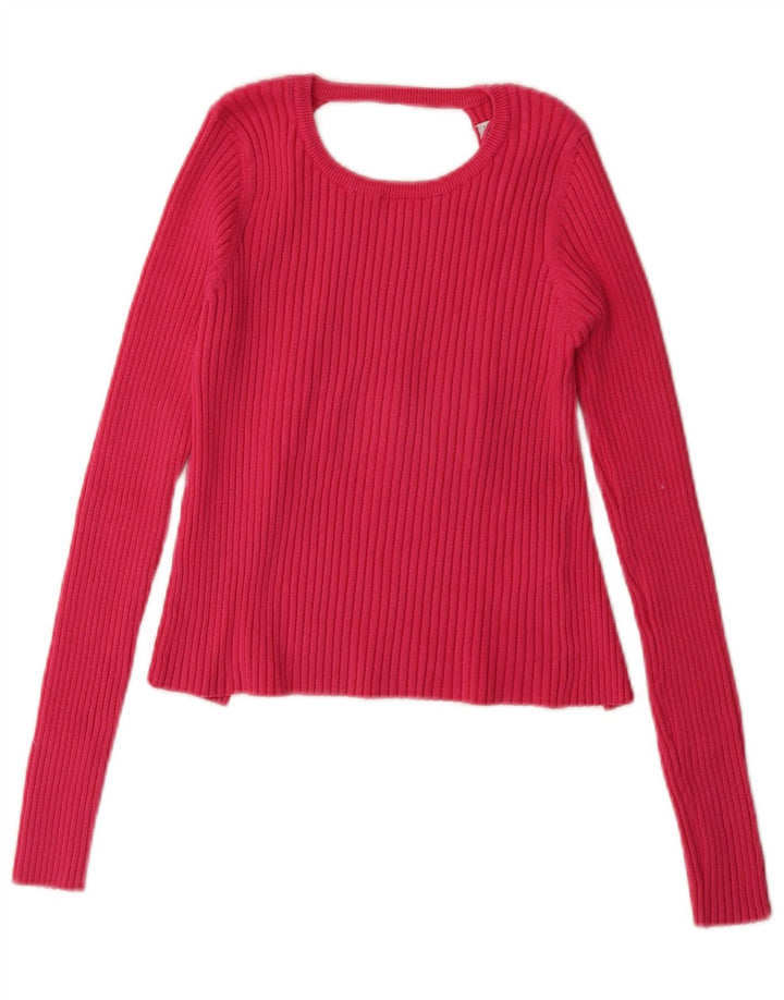 ZARA Womens Crop Boat Neck Jumper Sweater UK 12 Medium Pink