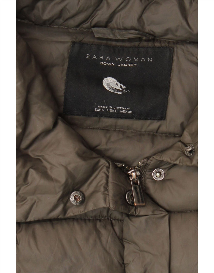 Zara Dame Polstret Jakke UK 16 Large Khaki