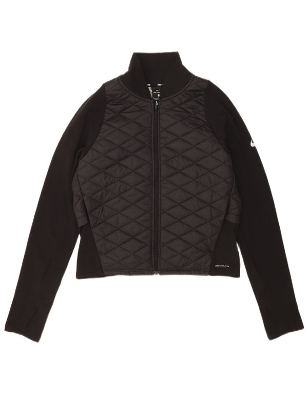 Nike Womens Running Polstret Tracksuit Top Jacket UK 10 Small Black Polyester