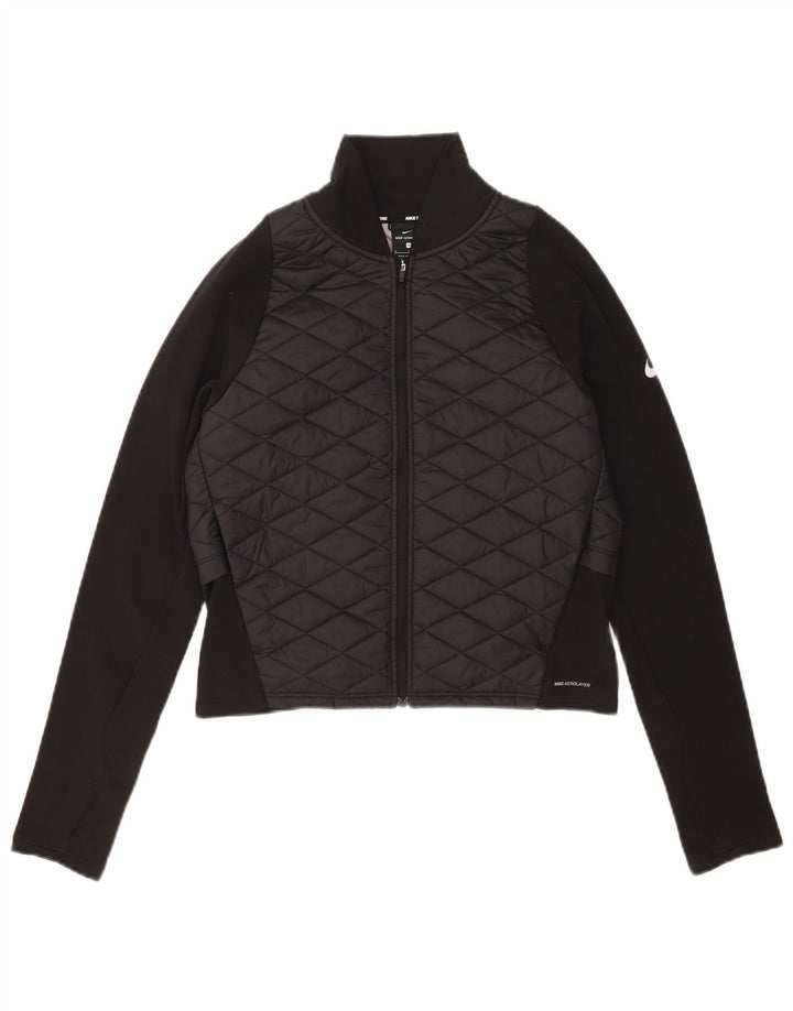 Nike Womens Running Polstret Tracksuit Top Jacket UK 10 Small Black Polyester