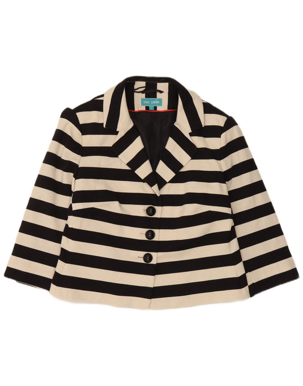 Marks & Spencer Dame Crop Blazer Jacket UK 14 Medium Sort Stribet