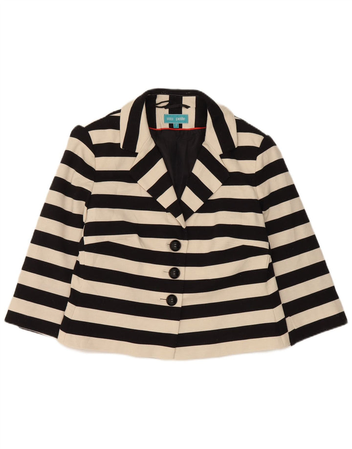 Marks & Spencer Dame Crop Blazer Jacket UK 14 Medium Sort Stribet