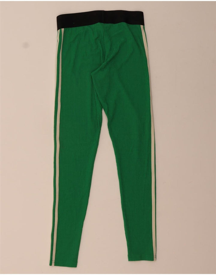 ADIDAS Womens Leggings UK 8/10 Small Green Colourblock Polyester