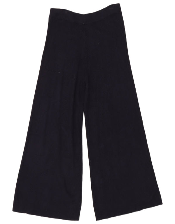 Zara kvinders højtaljede brede ben Casual bukser Small W26 L26 Marineblå