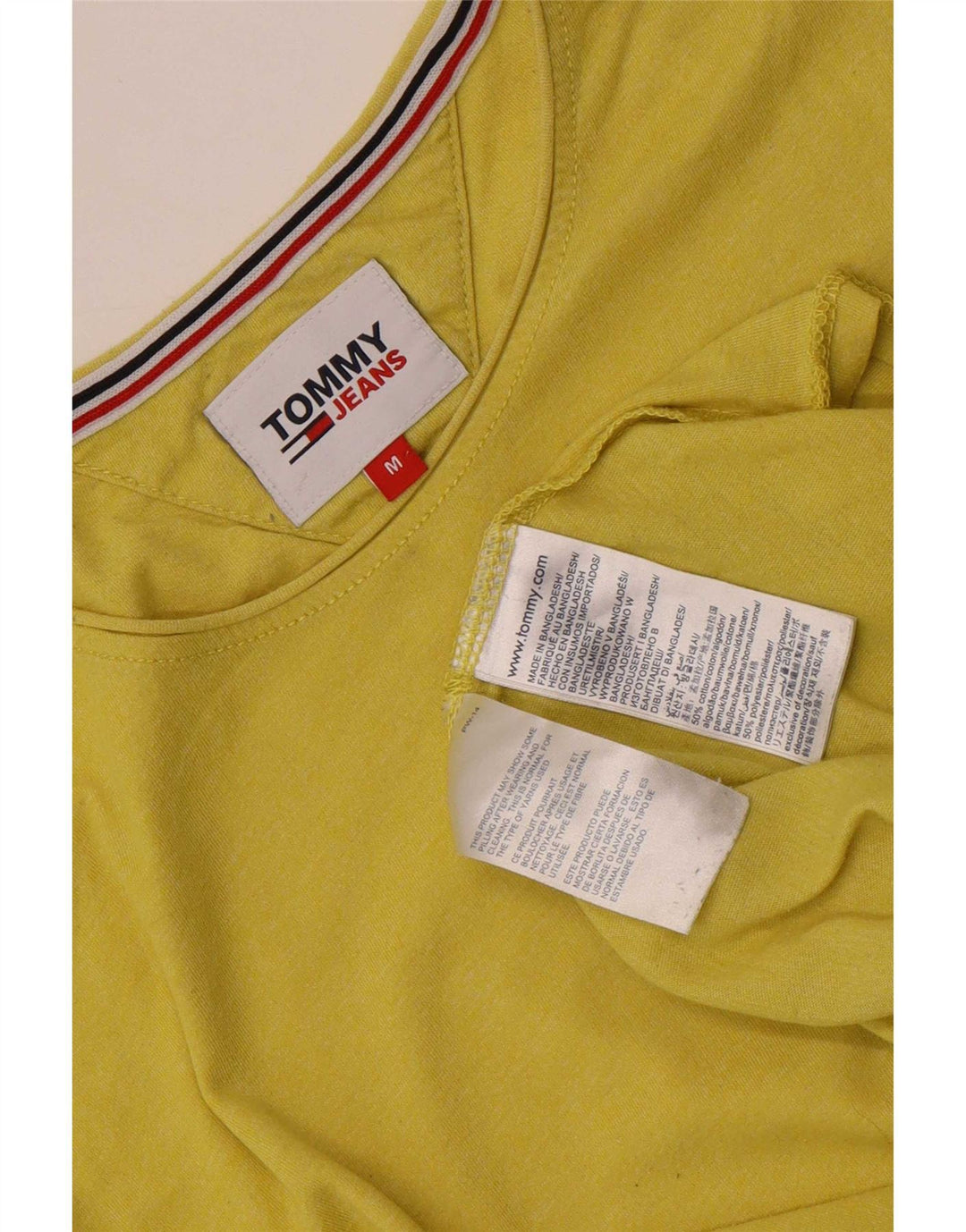 Tommy Hilfiger Herre T-Shirt Top Medium Gul Bomuld
