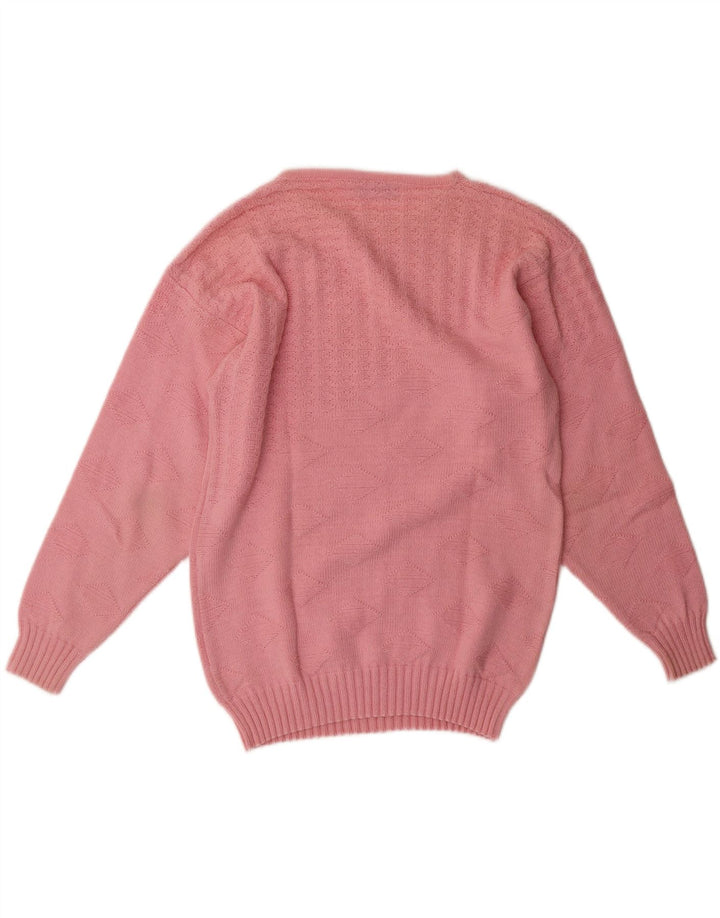 VINTAGE Womens Crew Neck Jumper Sweater EU 40 Medium Pink Argyle/Diamond Vintage Vintage and Second-Hand Vintage from Messina Hembry 