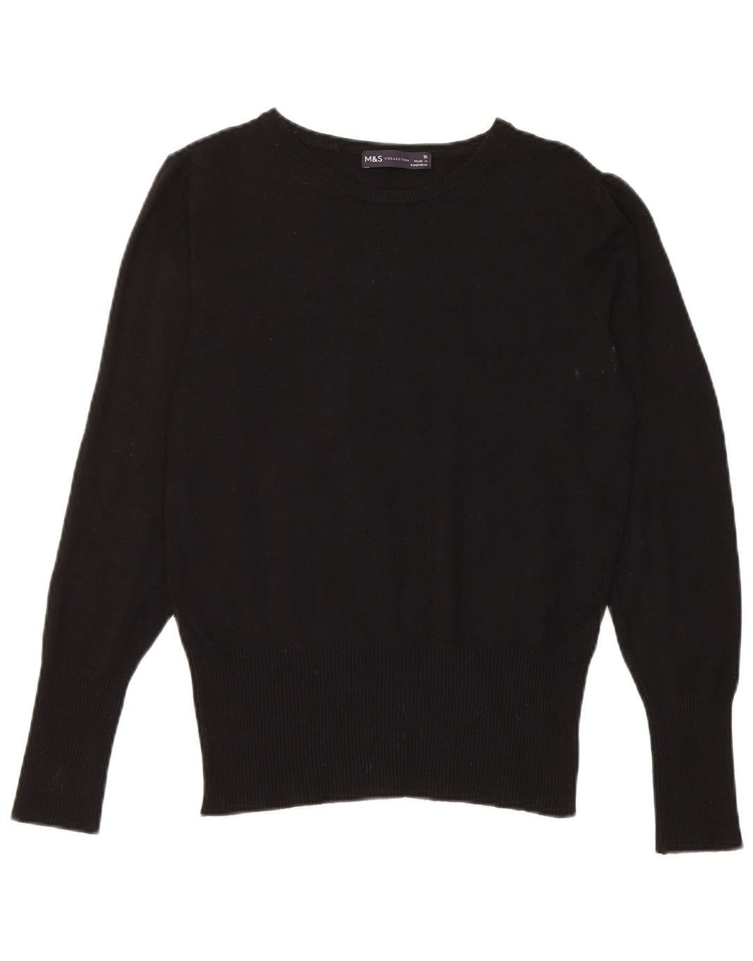 Marks & Spencer Dame Boat Neck Jumper Sweater UK 10 Small Black Viscose
