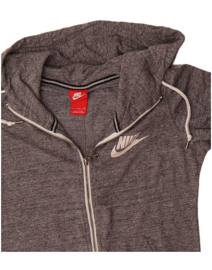 NIKE hættetrøje med lynlås til kvinder UK 10, lille grå flækket polyester