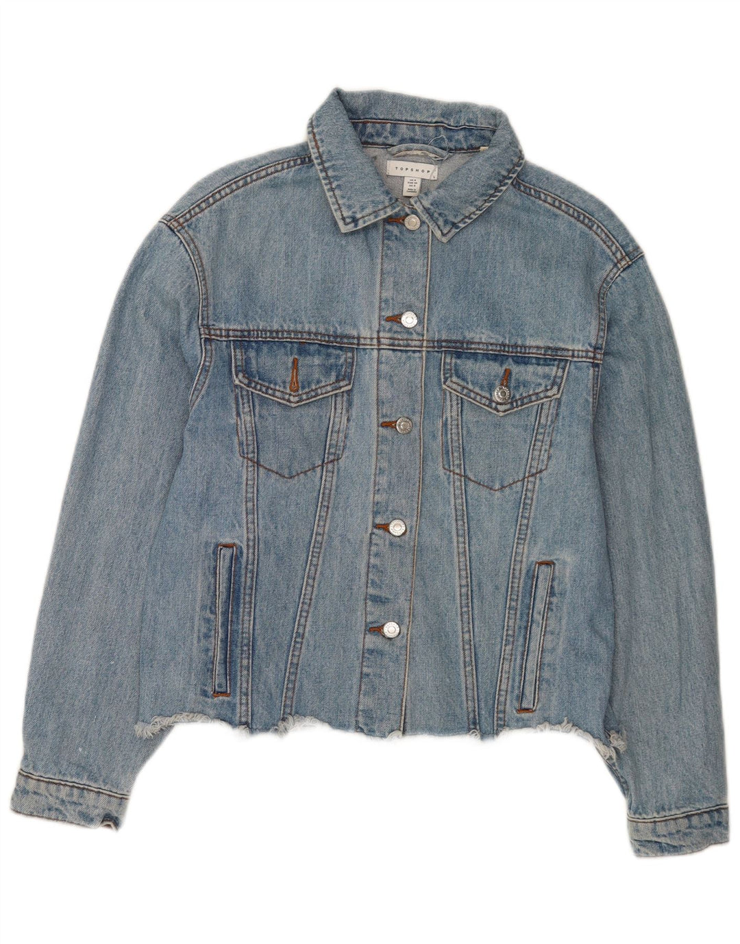 Topshop Dame Oversized Denim Jacket UK 8 Small Blue Cotton