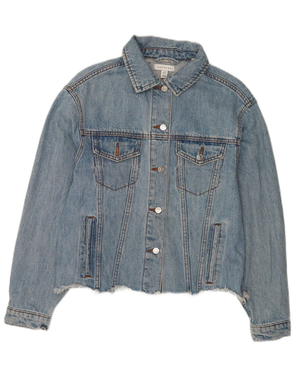 Topshop Womens Oversized Denim Jacket UK 8 Small Blue Cotton