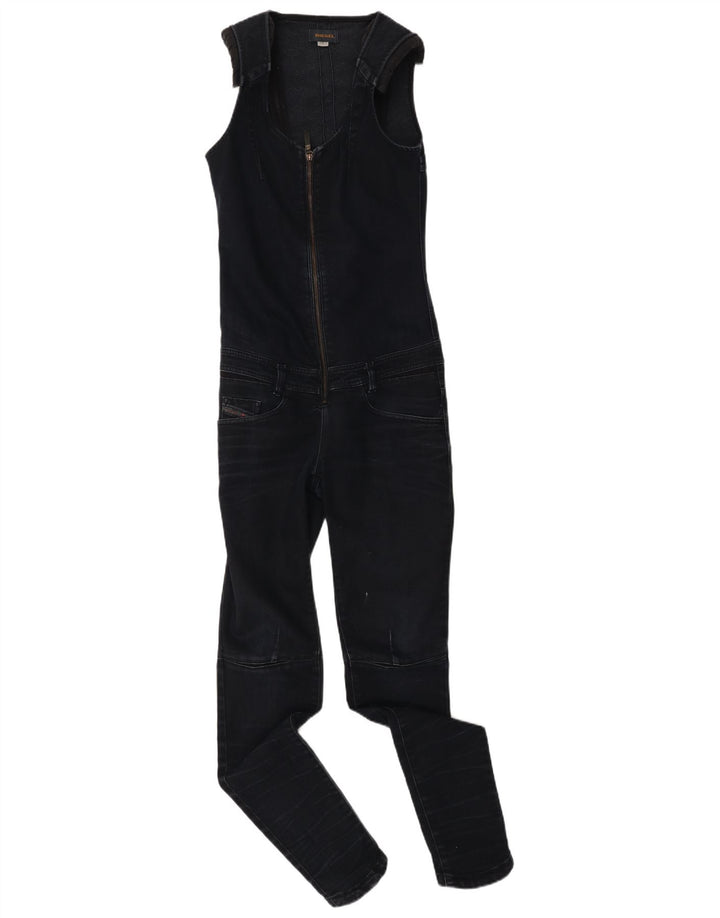 DIESEL Dame ærmeløs denim Jumpsuit UK 8 Small Navy Blue Cotton