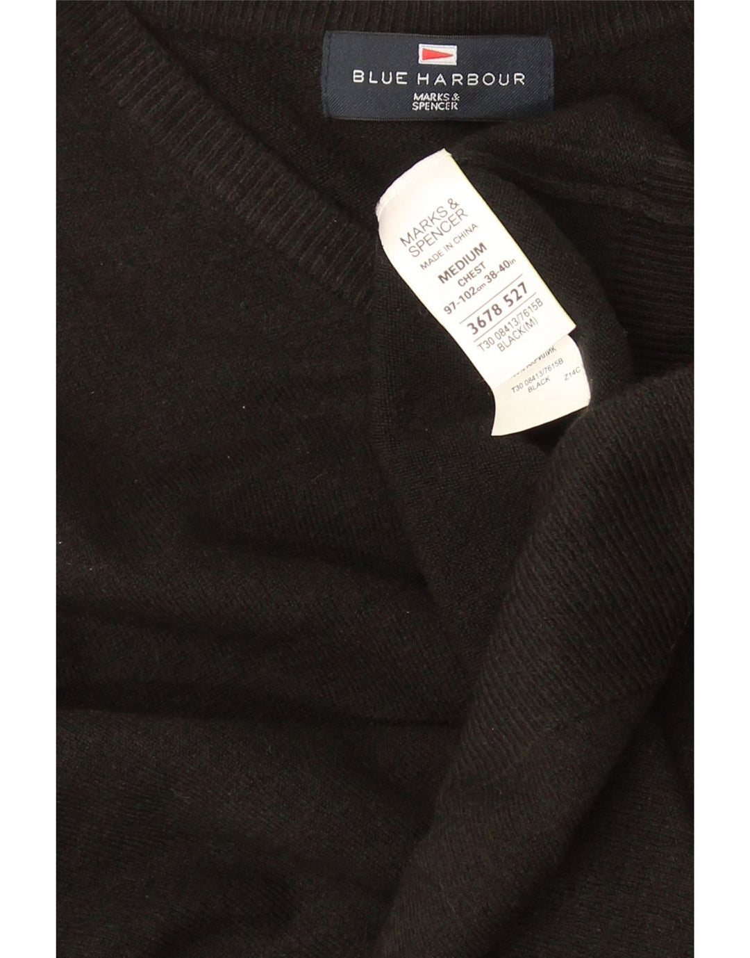 Marks & Spencer Herre Blue Harbor V-hals sweater Medium Sort