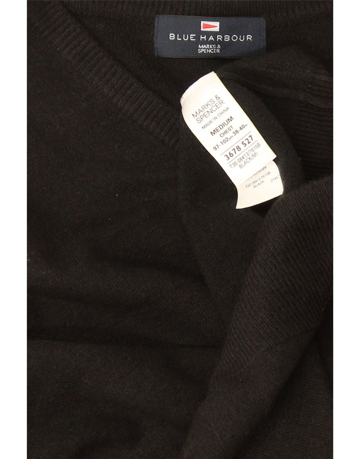 Marks & Spencer Herre Blue Harbor V-hals sweater Medium Sort
