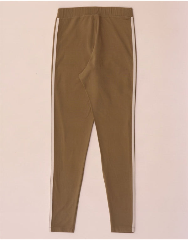 Adidas Dame Leggings UK 14 Medium Khaki Bomuld