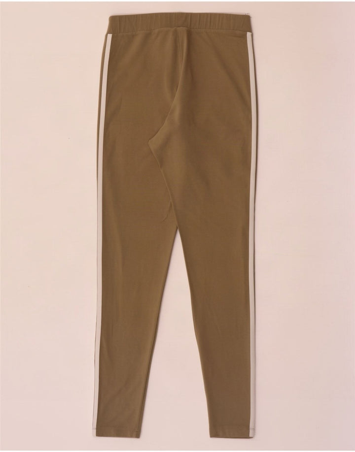 Adidas Dame Leggings UK 14 Medium Khaki Bomuld