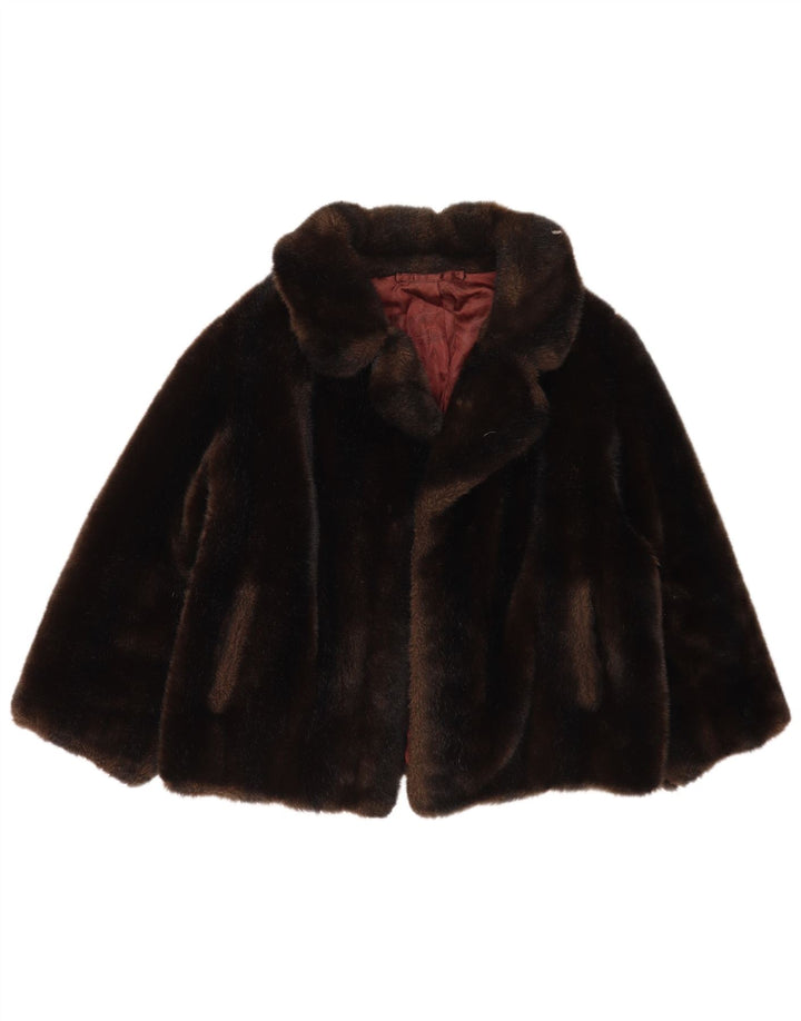 Tissavel Womens Open Faux Fur Jacket UK 14 Medium Brun Akryl