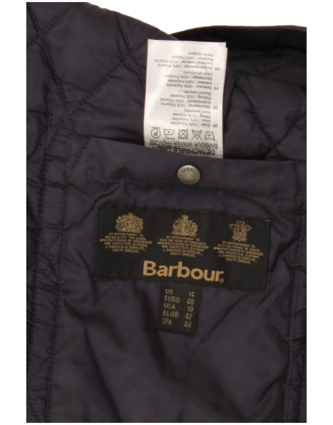 BARBOUR Quiltet jakke til kvinder UK 14 Stor marineblå polyamid