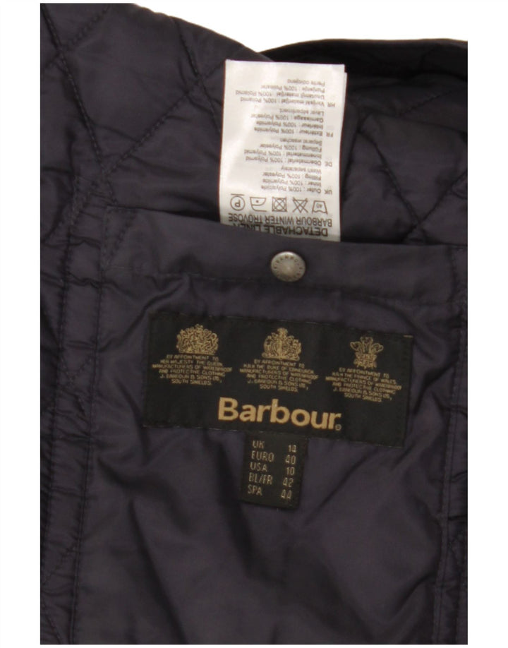 BARBOUR Quiltet jakke til kvinder UK 14 Stor marineblå polyamid