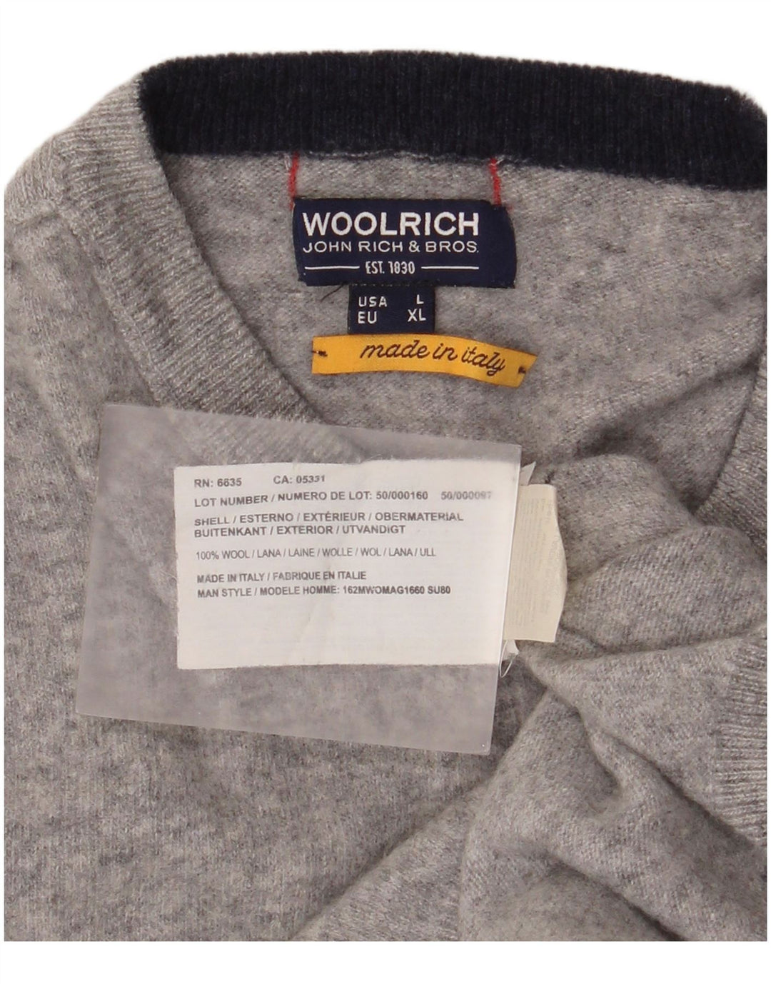 Woolrich Dame sweater med rund hals DK 16 Stor grå uld