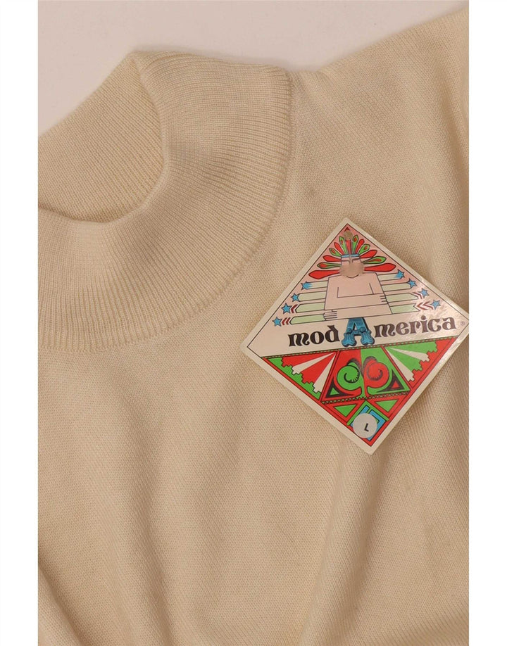 Vintage langærmet bodysuit til kvinder UK 14 Large Off White