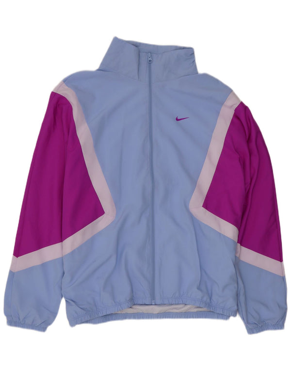 Nike Womens Graphic Tracksuit Top Jacket UK 14 Medium Blue Sports