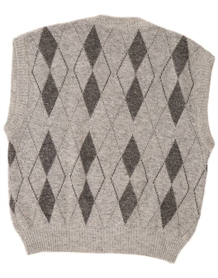 Vintage Herre Vest Tank Top Stor Grå Argyle/Diamant