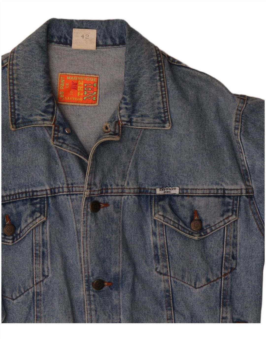 VINTAGE Dame denimjakke EU 42 Stor Blå Bomuld