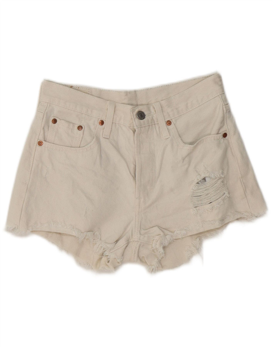 Levi's Distressed denimshorts til kvinder W25 XS hvid bomuld