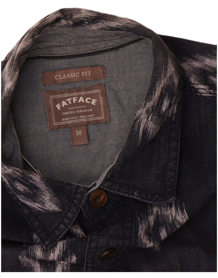 Fat Face Herre Kortærmet Classic Fit skjorte Medium Navy Blue Ikat Bomuld