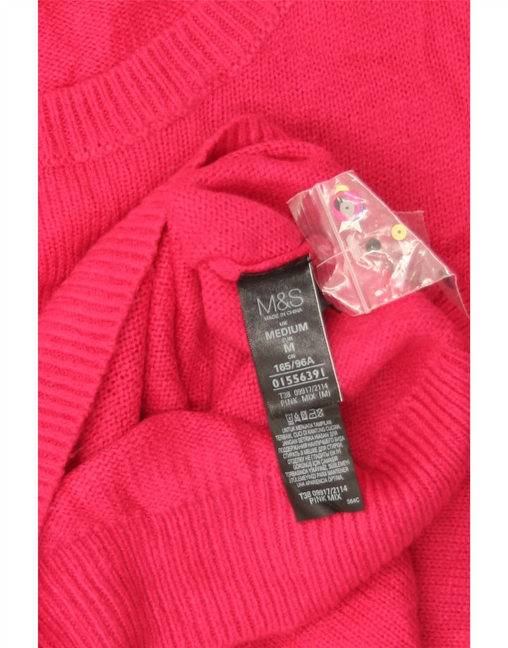 Marks & Spencer Dame sweater med rund hals DK 14 Medium Pink Christmas