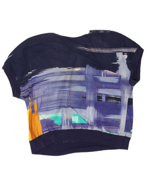 Armando Calo kvinders abstrakt mønster bluse Top IT 46 Large Navy Blue